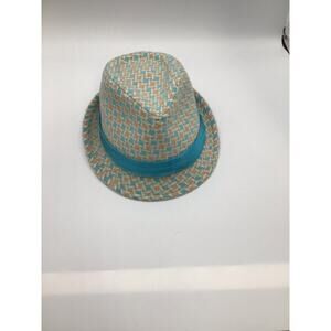 UBI Woman’s Turquoise Geometric Fedora Hat 10% Wool & Polyes